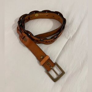 Brown Leather Belt with Braided Design